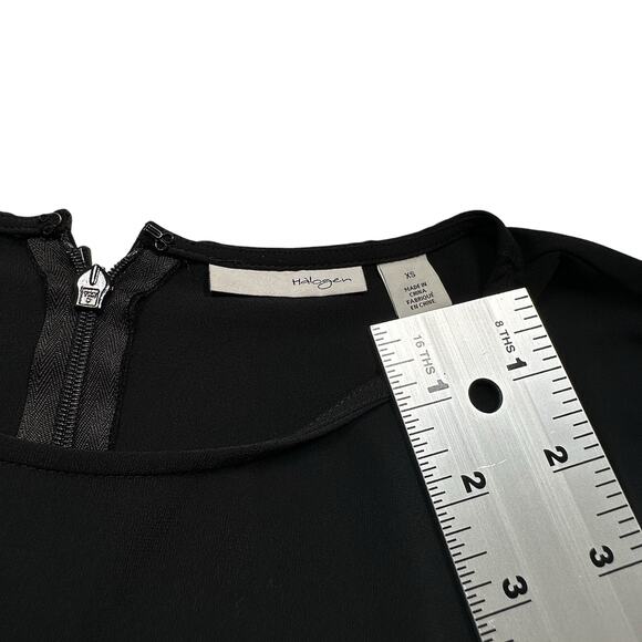 Halogen Black Zipper Flowy Oversized Career Blouse Long Sleeve Polyester XS *280 - Picture 4 of 9